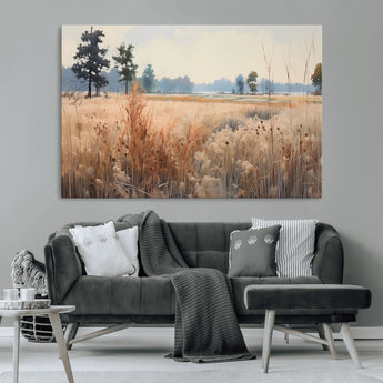 98822-MGV-CV-36X24-Autumn Meadow Wall Art – Tranquil Grassland Landscape Canvas Print, Rustic Country Decor for Living Room, Bedroom or Farmhouse