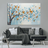 59455-MGV-CV-36X24-Butterfly Tree Branch Wall Art – Blue and Yellow Abstract Canvas Print, Modern Nature Artwork for Living Room, Bedroom or Office