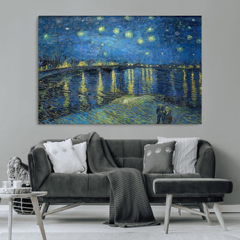 94605-MGV-CV-36X24-Starry Night Over the Rhone Wall Art – Vincent van Gogh Canvas Print, Famous Impressionist Painting for Living Room, Office
