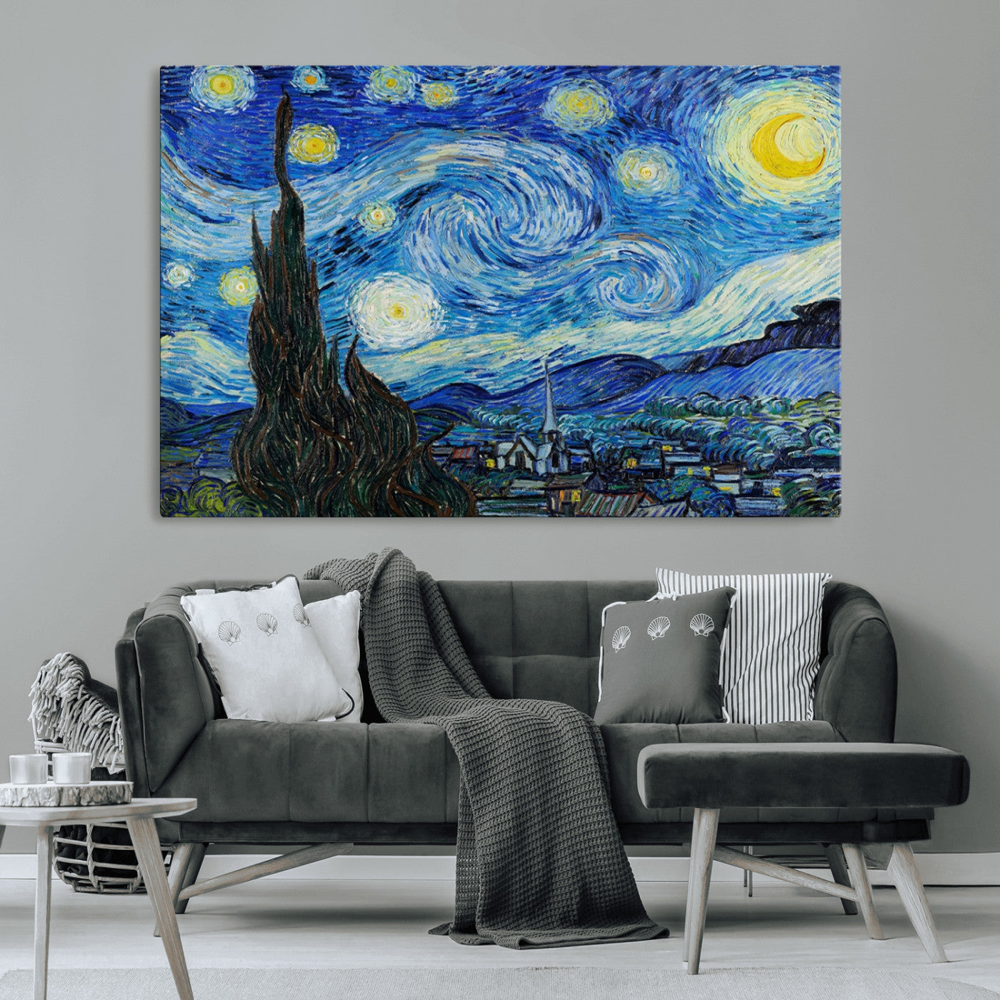 39177-MGV-CV-36X24-Starry Night Wall Art – Vincent van Gogh Famous Painting Canvas Print, Timeless Starry Sky Decor for Living Room, Bedroom or