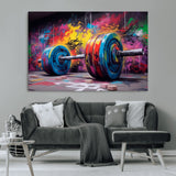 13549-MGV-CV-36X24-Graffiti Gym Wall Art Canvas Print, Framed Graffiti Barbell Art Picture Print, Weightlifting Perfect Fitness Studio Decor Artwork