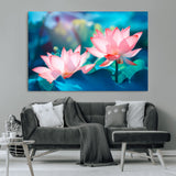 32559-MGV-CV-36X24-Lotus Flower Wall Art – Pink Water Lily Canvas Print, Tranquil Nature Decor for Living Room, Bedroom or Meditation Space