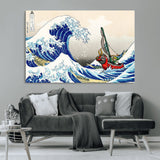 19450-MGV-CV-36X24-Great Wave Adventure Wall Art – Japanese Style Ocean Canvas Print, Fantasy Sailing Decor for Living Room, Bedroom or Office