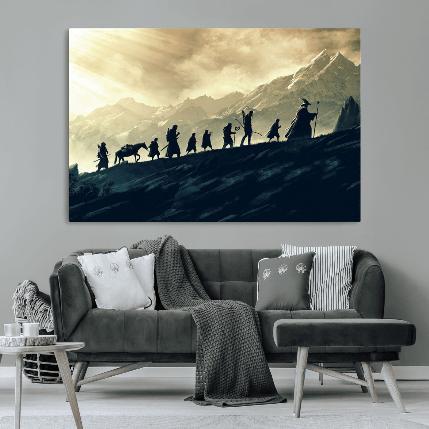 41574-MGV-CV-36X24-Fellowship Journey Wall Art – Epic Fantasy Adventure Canvas Print, Mountain Landscape Decor for Living Room, Office or Man Cave
