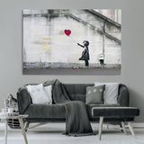 50559-MGV-CV-36X24-Banksy Girl with Balloon Wall Art – Famous Street Graffiti Canvas Print, Modern Urban Artwork for Living Room, Bedroom or Office