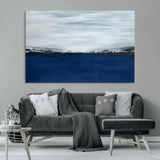 62197-MGV-CV-36X24-Abstract Ocean Wall Art – Minimalist Blue and White Canvas Print, Modern Coastal Seascape Painting for Bedroom, Living Room or