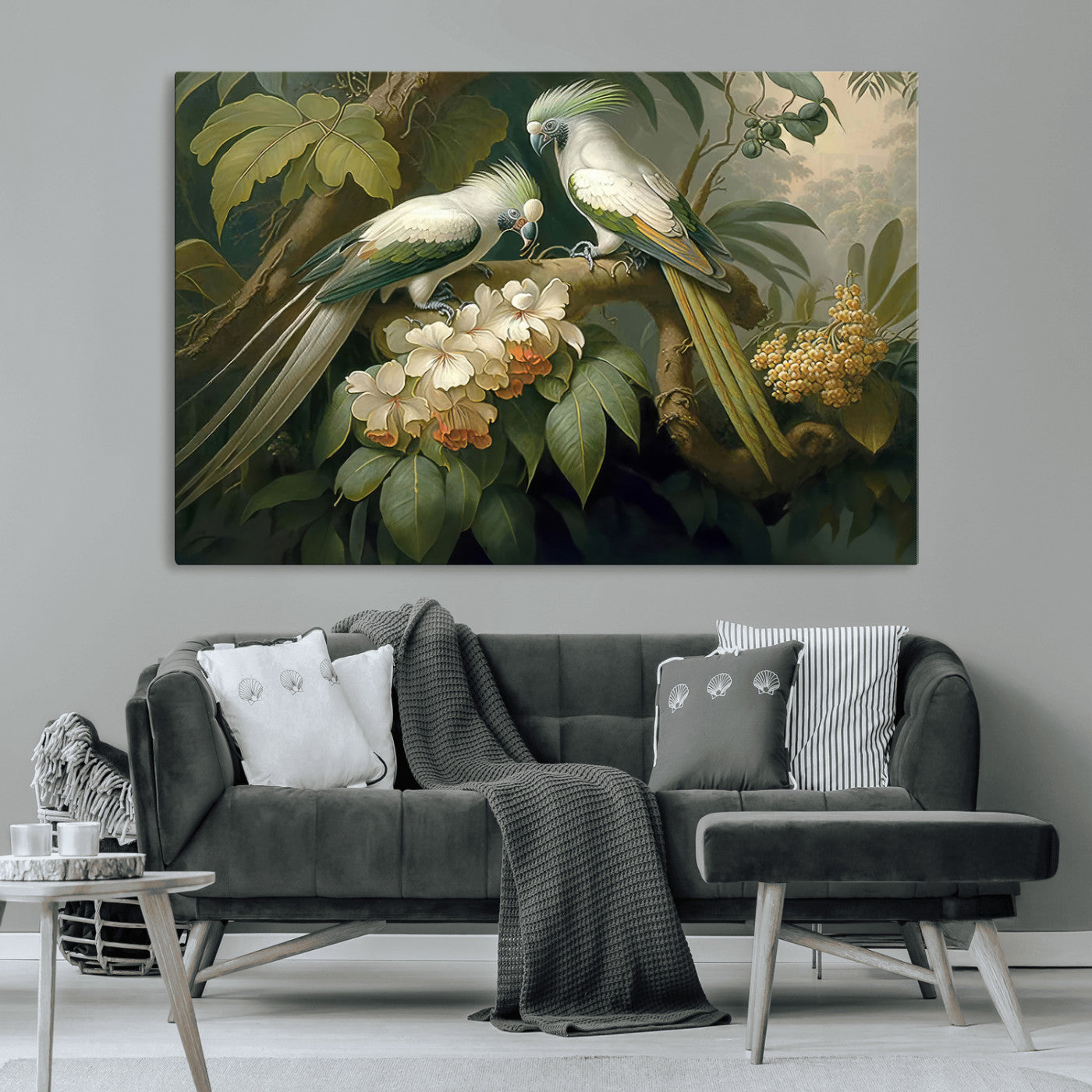84047-MGV-CV-36X24-Tropical Birds Wall Art – Elegant Botanical Canvas Print, Exotic Nature Decor for Living Room, Bedroom or Office