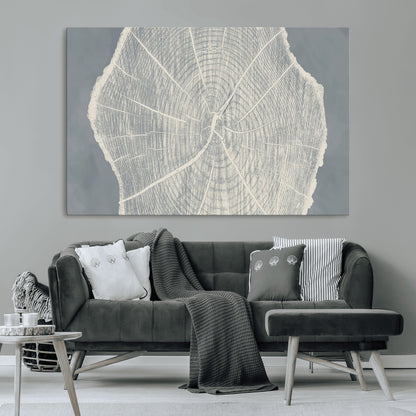 25547-MGV-CV-36X24-Tree Ring Wall Art Canvas Print, Framed Linocut Tree Ring Art Picture Print, Wood Texture Perfect Minimalist Farmhouse Decor