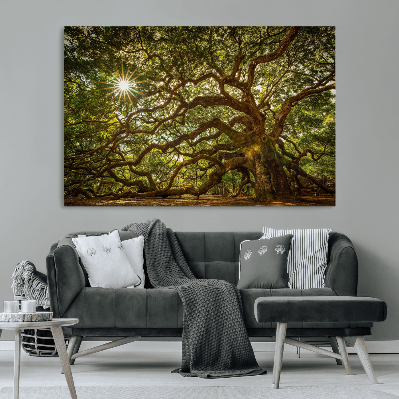 57983-MGV-CV-36X24-Angel Oak Tree Wall Art Canvas Print, Framed Oak Tree Art Picture Print, Angel Oak Perfect Rustic Nature Decor Artwork