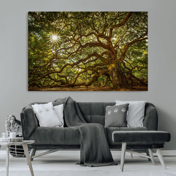 57983-MGV-CV-36X24-Angel Oak Tree Wall Art Canvas Print, Framed Oak Tree Art Picture Print, Angel Oak Perfect Rustic Nature Decor Artwork
