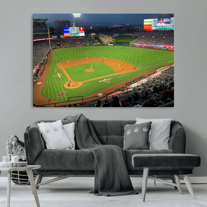 93707-MGV-CV-36X24-Los Angeles Stadium Wall Art Canvas Print, Framed Angel Stadium Field Art Picture Print, Anaheim Stadium Perfect Sports Room Decor