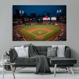 38612-MGV-CV-36X24-Busch Stadium Wall Art Canvas Print, Framed Missouri Stadium Art Picture Print, Busch Stadium Field Perfect Sports Room Decor