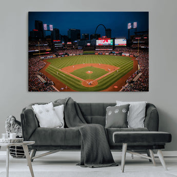 38612-MGV-CV-36X24-Busch Stadium Wall Art Canvas Print, Framed Missouri Stadium Art Picture Print, Busch Stadium Field Perfect Sports Room Decor