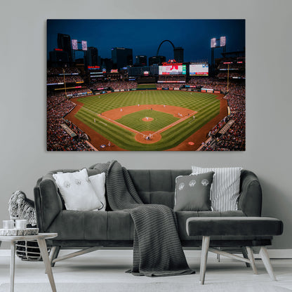 38612-MGV-CV-36X24-Busch Stadium Wall Art Canvas Print, Framed Missouri Stadium Art Picture Print, Busch Stadium Field Perfect Sports Room Decor