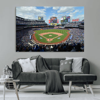 22910-MGV-CV-36X24-City Field Stadium Wall Art Canvas Print, Framed New York Stadium Art Picture Print, City Field Perfect Sport Room Decor Artwork