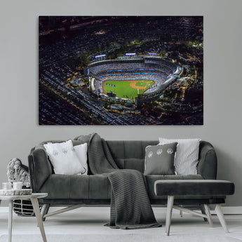 16515-MGV-CV-36X24-Dodgers Stadium Wall Art Canvas Print, Framed Baseball Stadium Art Picture Print, Dodgers Field Perfect Sport Room Decor Artwork