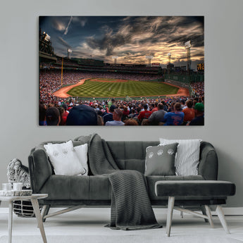 53432-MGV-CV-36X24-Fenway Park Stadium Wall Art Canvas Print, Framed Boston Baseball Stadium Art Picture Print, Massachusetts Fenway Park Perfect