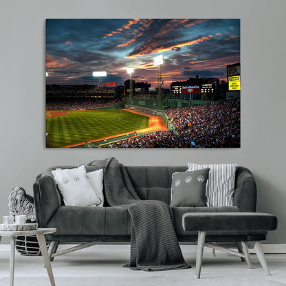 66781-MGV-CV-36X24-Baseball Stadium Wall Art – Canvas Print Evening Game Field Packed Crowd Sunset Sky Sports Photography, Dynamic Decor for Game