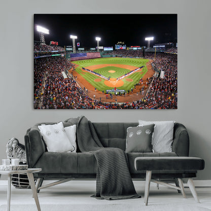 47365-MGV-CV-36X24-Fenway Park Stadium Wall Art Canvas Print, Framed Boston Baseball Stadium Art Picture Print, MLB Stadium Field Perfect Sport Room