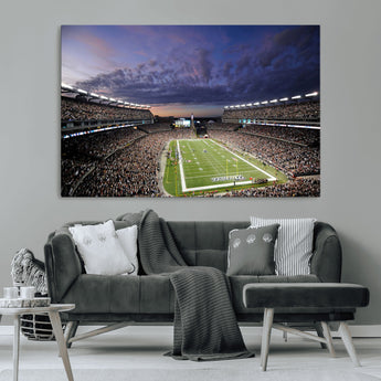 52712-MGV-CV-36X24-Gillette Stadium Field Wall Art Canvas Print, Framed Massachusetts Stadium Art Picture Print, Gillette Stadium Perfect Sport Room