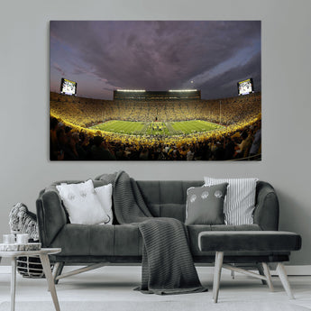 72404-MGV-CV-36X24-Michigan Wolverine Stadium Wall Art Canvas Print, Framed Michigan Stadium Art Picture Print, Football Stadium Perfect Sport Room