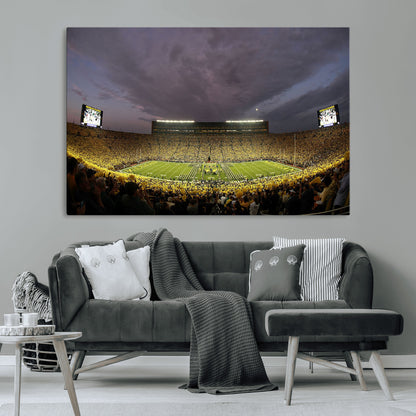 72404-MGV-CV-36X24-Michigan Wolverine Stadium Wall Art Canvas Print, Framed Michigan Stadium Art Picture Print, Football Stadium Perfect Sport Room