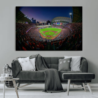 44322-MGV-CV-36X24-Minute Maid Park Wall Art Canvas Print, Framed Houston Astros Stadium Art Picture Print, Houston Astros Field Perfect Sports Room
