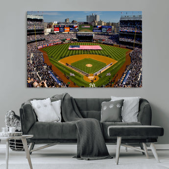 20879-MGV-CV-36X24-Yankee Stadium Wall Art Canvas Print, Framed New York Stadium Art Picture Print, Yankee Field Perfect Sport Room Decor Artwork