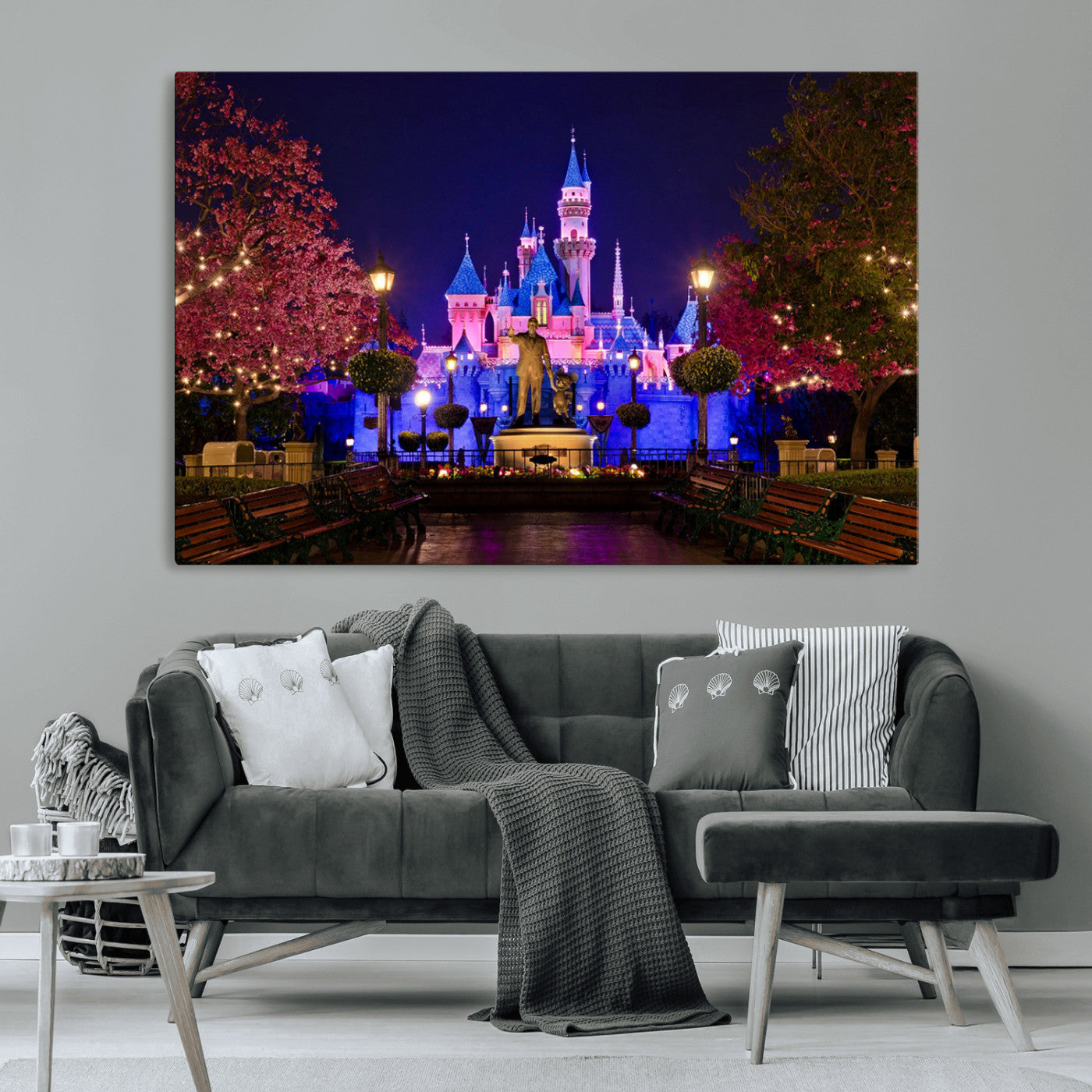 79435-MGV-CV-36X24-Disney Castle Wall Art Canvas Print, Framed Magic Kingdom Art Picture Print, Disney World Perfect Child Room Decor Artwork