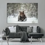 43350-MGV-CV-36X24-Wild Bear in Snow Wall Art – Majestic Wildlife Photography Print, Winter Forest Nature Decor for Cabin, Lodge, Rustic Home,