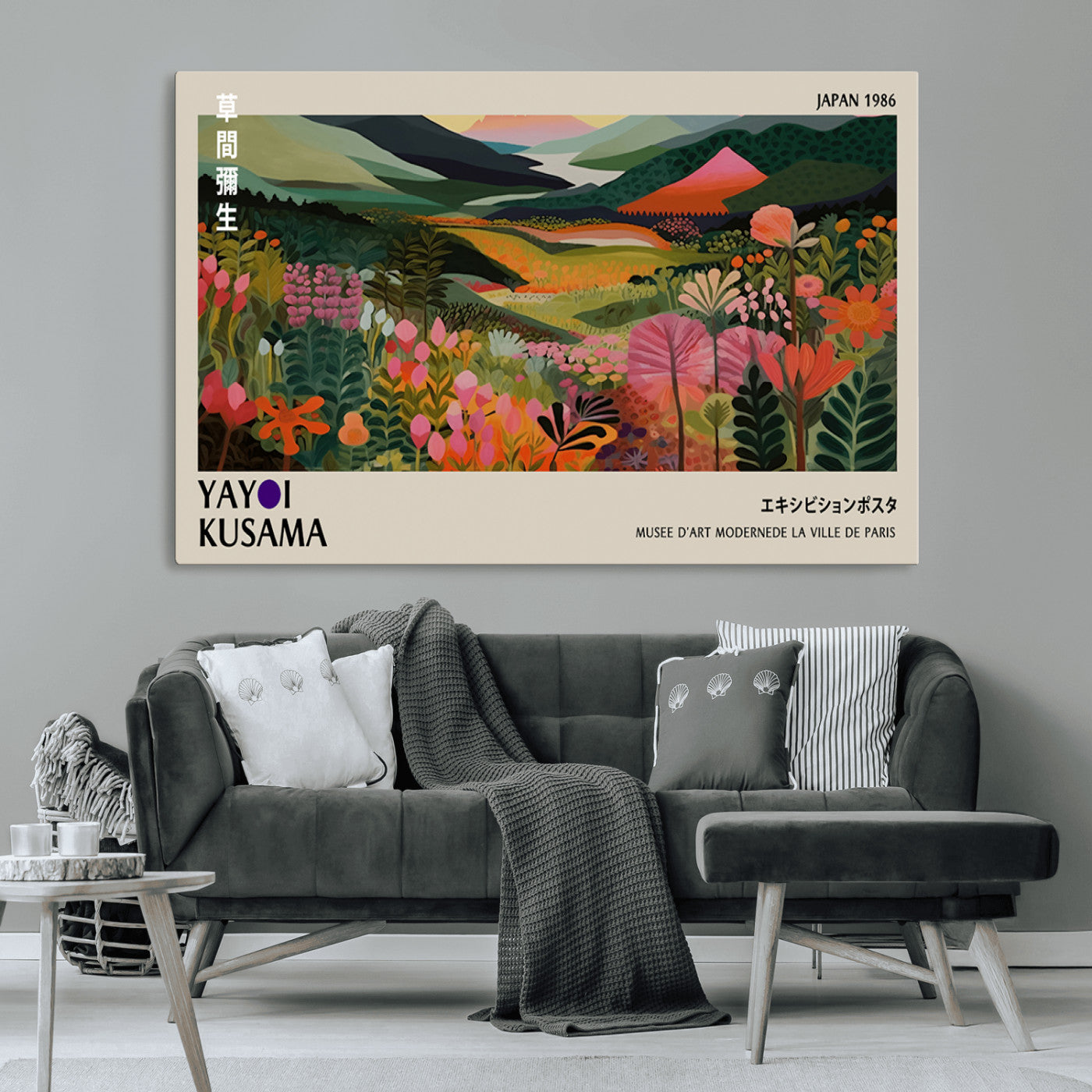 75719-MGV-CV-36X24-Botanical Mountain Valley Wall Art – Panoramic Nature Canvas Print, Vibrant Floral Field Artwork for Living Room, Bedroom, Office,