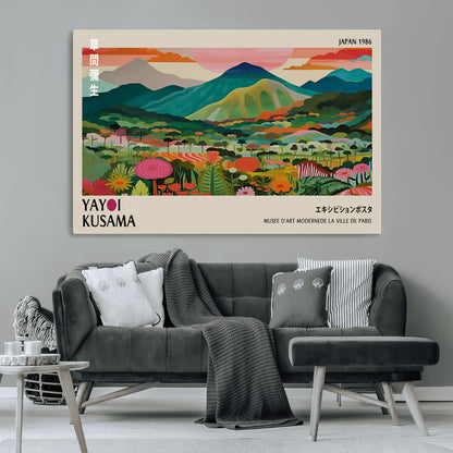 54215-MGV-CV-36X24-Yayoi Kusama Wall Art – Panoramic Japanese Landscape Canvas Print, Modern Abstract Nature Decor for Office, Bedroom or Living Room