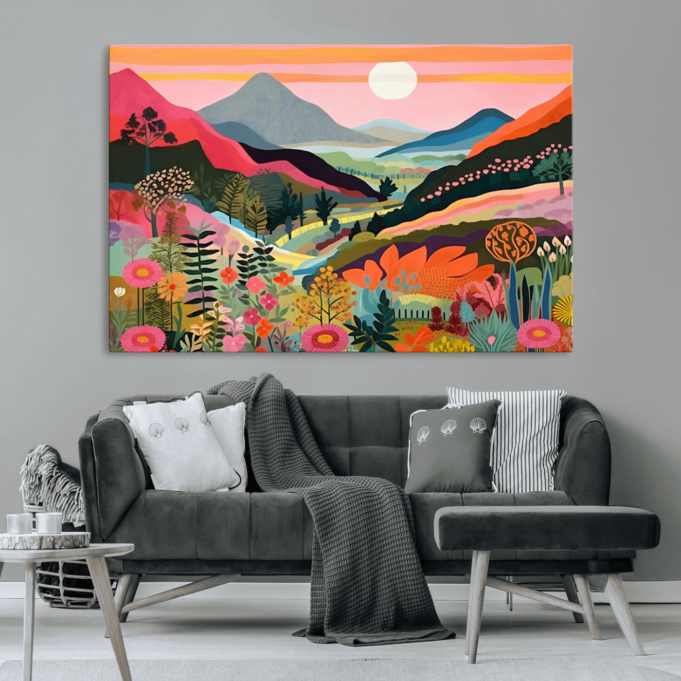 61376-MGV-CV-36X24-Floral Valley Wall Art – Panoramic Mountain Landscape Canvas Print, Vibrant Nature Decor for Living Room, Office, or Bedroom