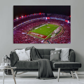 11343-MGV-CV-36X24-Bryant-Denny Stadium Wall Art – Panoramic Alabama Crimson Tide Football Field Canvas Print, Game Day Decor for Office, Man Cave or