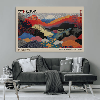 27188-MGV-CV-36X24-Yayoi Kusama Wall Art – Panoramic Abstract Landscape Canvas Print, Vibrant Modern Decor for Living Room, Bedroom, Office, or Art