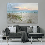 Test1001-MGV-CV-36X24-Coastal Beach Wall Art – Panoramic Ocean Waves and Sandy Dunes Canvas Print, Serene Seascape with Sea Oats for Relaxing Home or