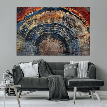 63519-MGV-CV-36X24-Tree Ring Wall Art – Rustic Nature Wood Grain Canvas Print, Abstract Natural Texture Artwork Poster for Living Room, Bedroom,