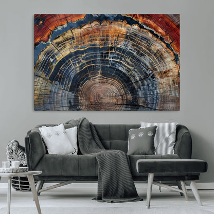 63519-MGV-CV-36X24-Tree Ring Wall Art – Rustic Nature Wood Grain Canvas Print, Abstract Natural Texture Artwork Poster for Living Room, Bedroom,