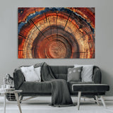 28555-MGV-CV-36X24-Tree Ring Wall Art – Rustic Wood Grain Canvas Print, Natural Texture Abstract Artwork Poster for Living Room, Bedroom, Office,