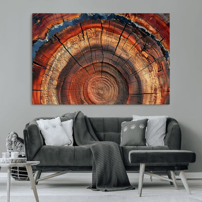 28555-MGV-CV-36X24-Tree Ring Wall Art – Rustic Wood Grain Canvas Print, Natural Texture Abstract Artwork Poster for Living Room, Bedroom, Office,