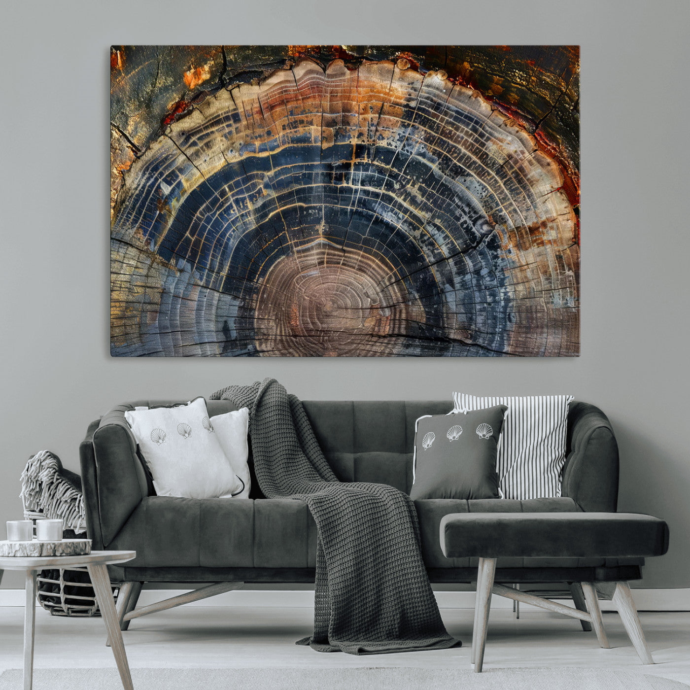 16193-MGV-CV-36X24-Tree Ring Wall Art – Abstract Wood Grain Canvas Print, Rustic Nature Texture Artwork Poster for Living Room, Bedroom, Office,