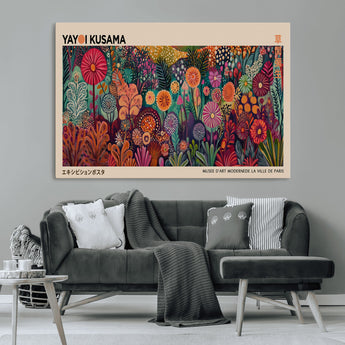 51280-MGV-CV-36X24-Abstract Yayoi Kusama Wall Art Canvas Print, Framed Japanese Wabi Sabi Art Picture Print, Yayoi Kusama Perfect Abstract Modern