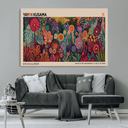 51280-MGV-CV-36X24-Abstract Yayoi Kusama Wall Art Canvas Print, Framed Japanese Wabi Sabi Art Picture Print, Yayoi Kusama Perfect Abstract Modern