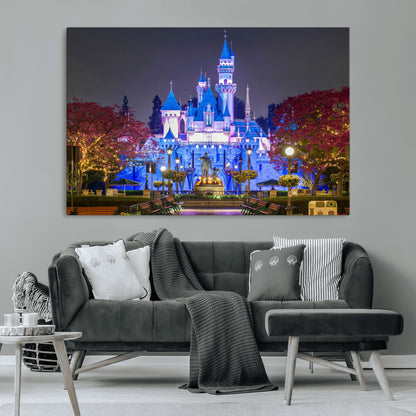 66710-MGV-CV-36X24-Enchanted Castle Wall Art – Magical Night Scene Canvas Print with Glowing Lights, Fantasy Architecture Artwork for Living Room,