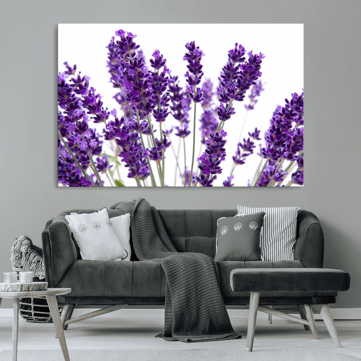84456-MGV-CV-36X24-Lavender Wall Art – Botanical Canvas Print Featuring Purple Floral Stems, Fresh Nature Inspired Artwork for Living Room, Bedroom,