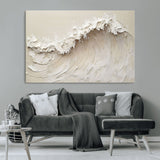 45175-MGV-CV-36X24-Textured Wave Wall Art Canvas Print, Framed Minimal Seascape Art Picture Print, Elegant Wave Perfect Modern Coastal Decor Artwork