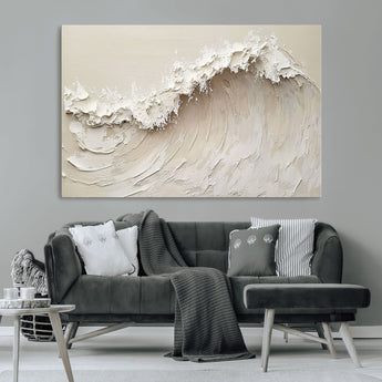 45175-MGV-CV-36X24-Textured Wave Wall Art Canvas Print, Framed Minimal Seascape Art Picture Print, Elegant Wave Perfect Modern Coastal Decor Artwork