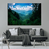 74439378-MGV-CV-36X24-Tropical Jungle Wall Art Canvas Print, Framed Lush Valley Art Picture Print, Forest Mountains Perfect Tropical Wilderness Decor