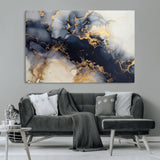 41136487-MGV-CV-36X24-Black Marble Wall Art Canvas Print, Framed Gold Veins Art Picture Print, Abstract Texture Perfect Moody Luxe Decor Artwork