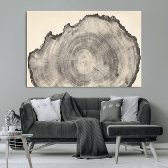 98921313-MGV-CV-36X24-Tree Ring Wall Art Canvas Print, Framed Wood Slice Art Picture Print, Minimalist Wood Perfect Rustic Academic Decor Artwork